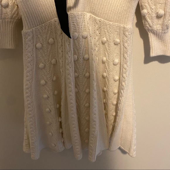 Alice + Olivia Kitty Bow Front Sweater Dress Cream - Picture 10 of 12
